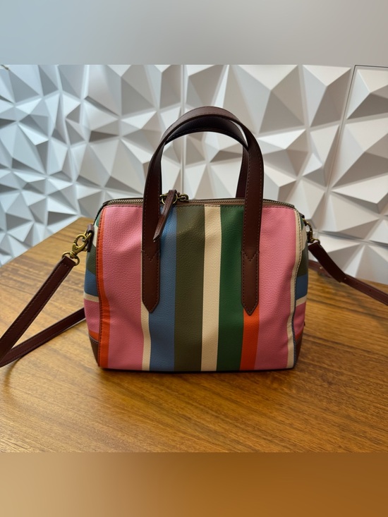 Fossil Handbags - Fossil Sydney satchel bag multi-colored striped pattern